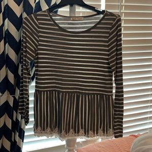 white and gray striped shirt